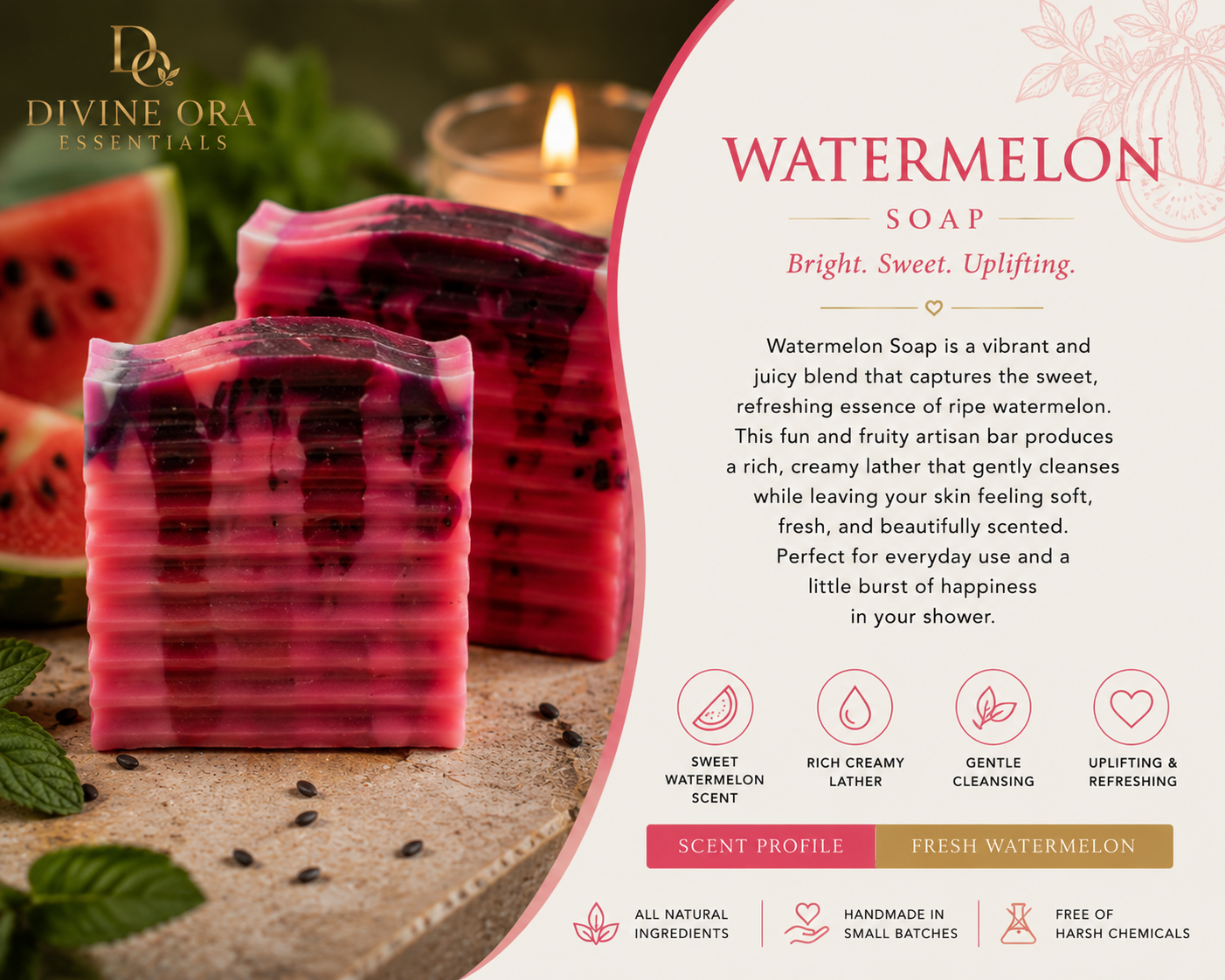 Watermelon Lemonade Artisan Handmade Soap