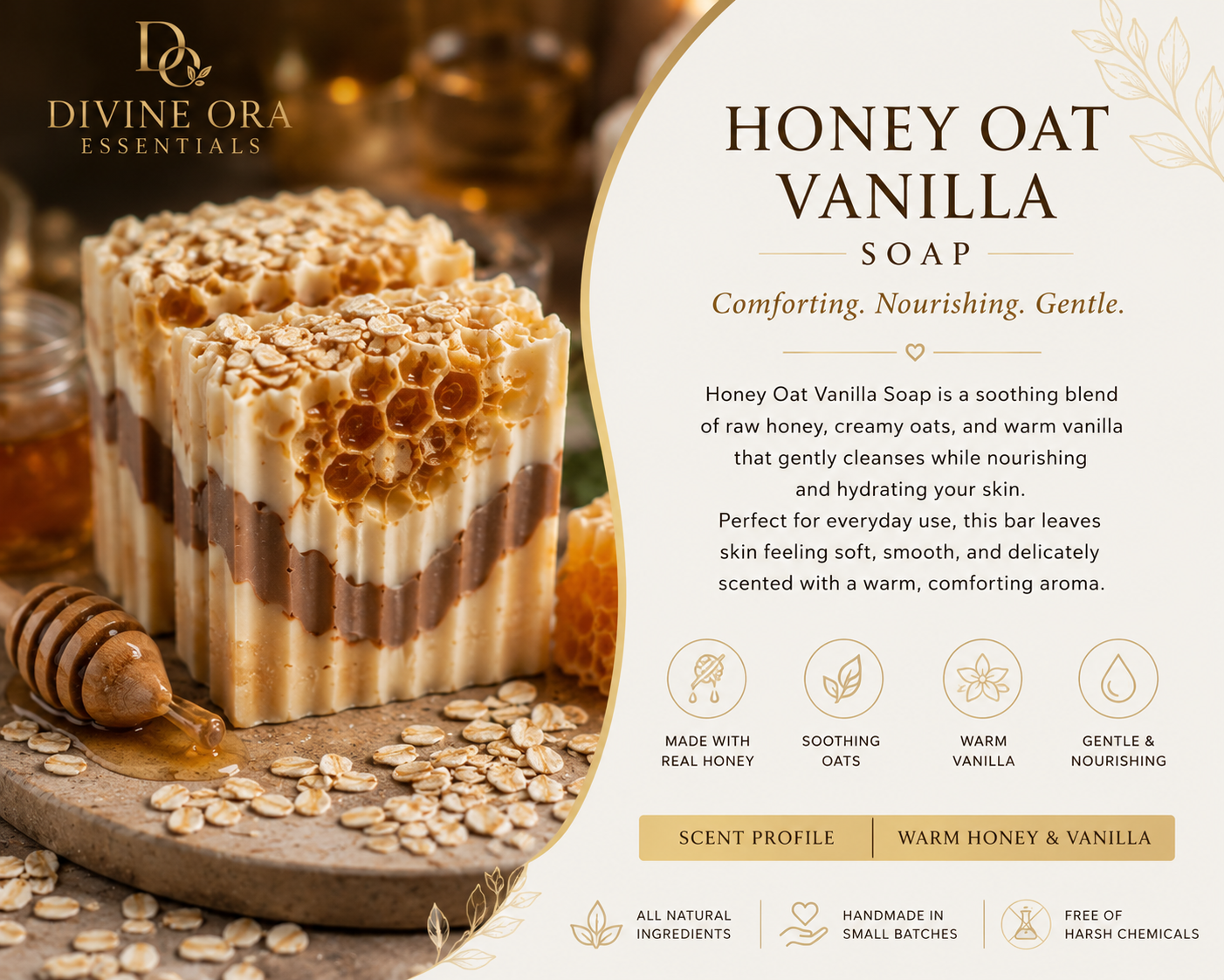 Honey Oat Vanilla Scented Bar Soap