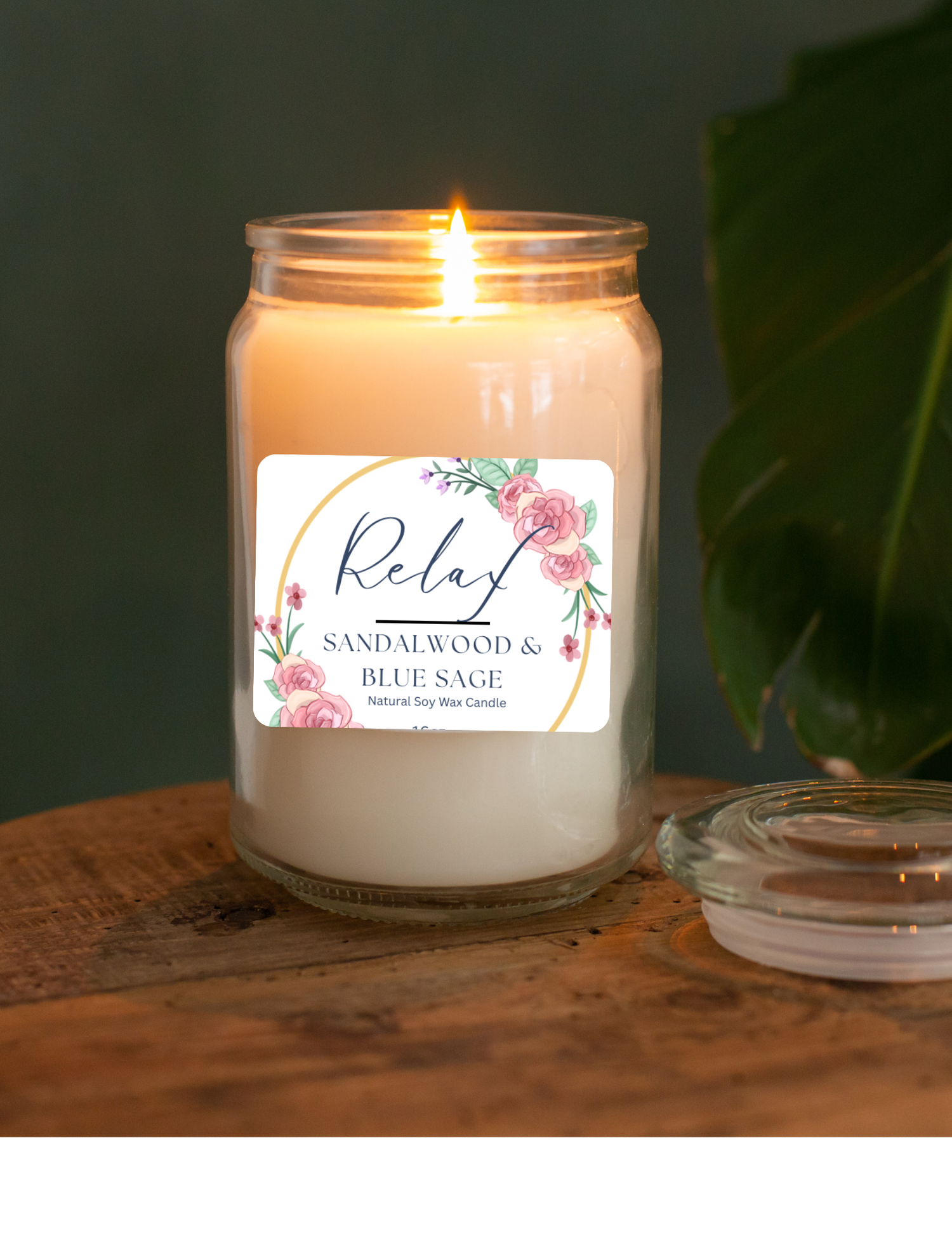 Sandalwood and Blue Sage Natural Soy Wax Candle
